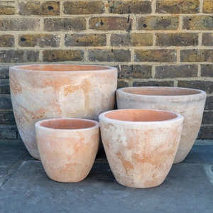 Aged Terracotta Egg Planter - Handmade Outdoor Plant Pot