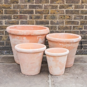 Aged Terracotta Lip Planter - Handmade Outdoor Plant Pot