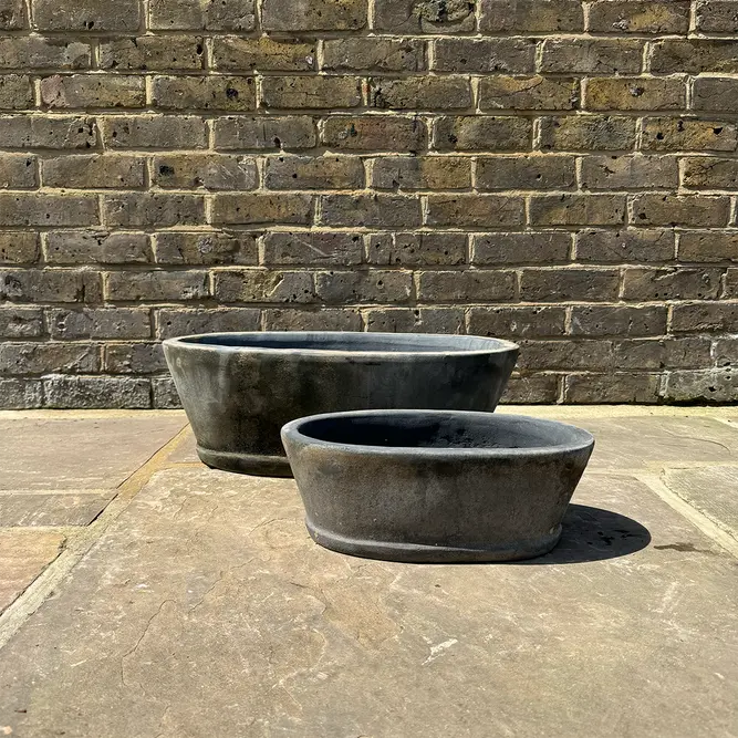 Alice Choko Patina (W35XH14XD21.5cm) Outdoor Oval Trough Planter Plant Pot - image 1