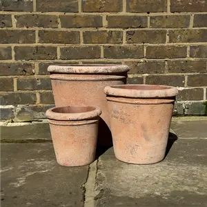 Antique Sand Cache Rim Planter (Pot Size D24xH25cm) Terracotta Outdoor Plant Pot - image 1