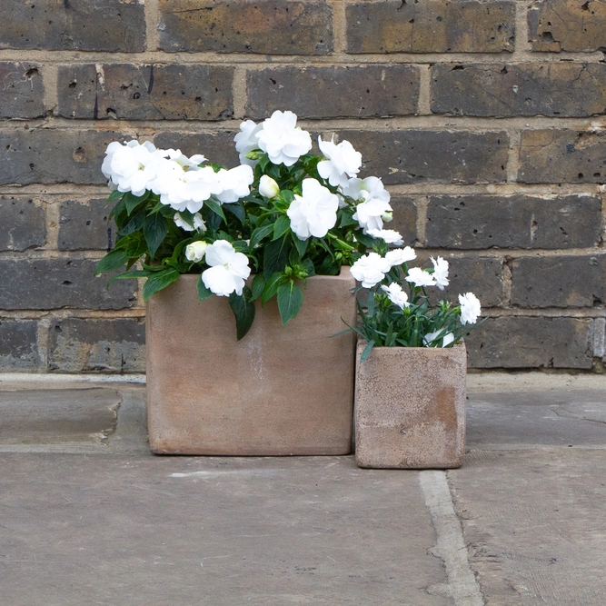 Antique Sand Handmade Cube Stone (D23cm x H23cm) Terracotta Outdoor Plant - image 5