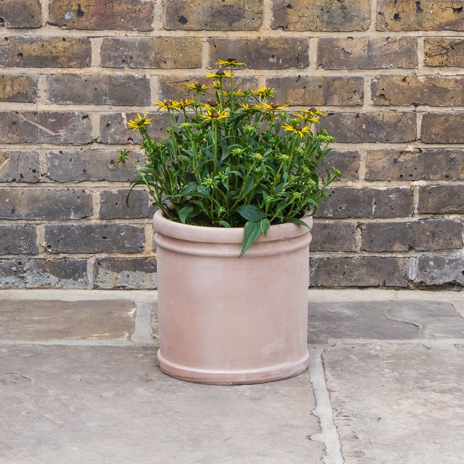 Antique Sand Cylinder Rim Stone Planter (D22 x H22cm) Terracotta Outdoor Plant Pot - image 5