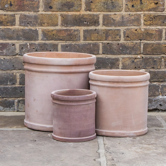 Antique Sand Cylinder Rim Stone Planter (D38 x H37cm) Terracotta Outdoor Plant Pot - image 1