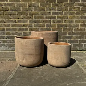 Antique Sand Cylinder Stone Planter (Pot Size D36xH35cm) Terracotta Outdoor Plant Pot - image 1