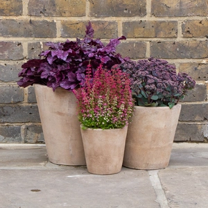 Antique Sand Handmade Cache Stone Planter (D16cm x H16cm) Outdoor Plant Pot - image 3