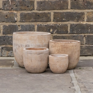 Antique Sand Handmade Egg Stone Planter (D12cm x H10cm) Terracotta Outdoor Plant Pot - image 1