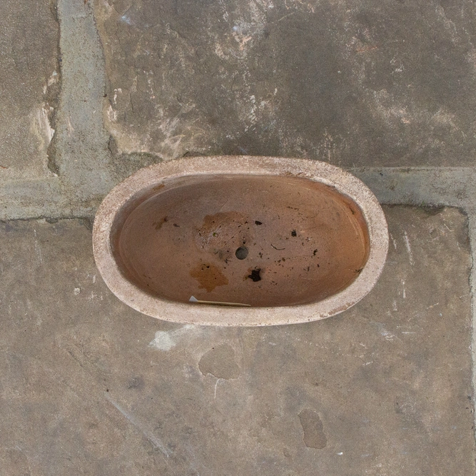 Antique Sand Handmade Oval Stone Trough (D23 x W13 x H12cm) Terracotta Outdoor Plant Pot - image 4