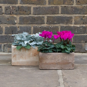 Antique Stone Handmade Trough Planter (D29 x W16 x H14cm) Outdoor Plant Pot - image 5