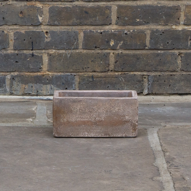 Antique Sand Handmade Trough Stone Planter (D24 x W11 x H12cm) Terracotta Outdoor Plant Pot - image 2