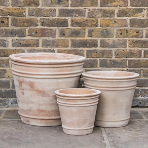 Antique Sand Triple Rim Stone Planter (D40cm x H35cm) Terracotta Outdoor Plant Pot - image 1