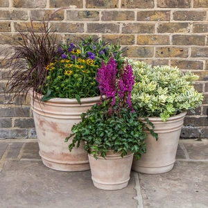 Antique Sand Triple Rim Stone Planter (D40cm x H35cm) Terracotta Outdoor Plant Pot - image 5