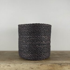 Atlanta Dark Brown Weaved Straw Basket (D16cm x H16cm) Indoor Plant Pot Cover - image 2