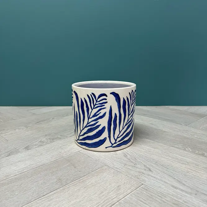Blue Branch Pot (D15xH13.5cm) Glazed Ceramic Plant Pot - image 3
