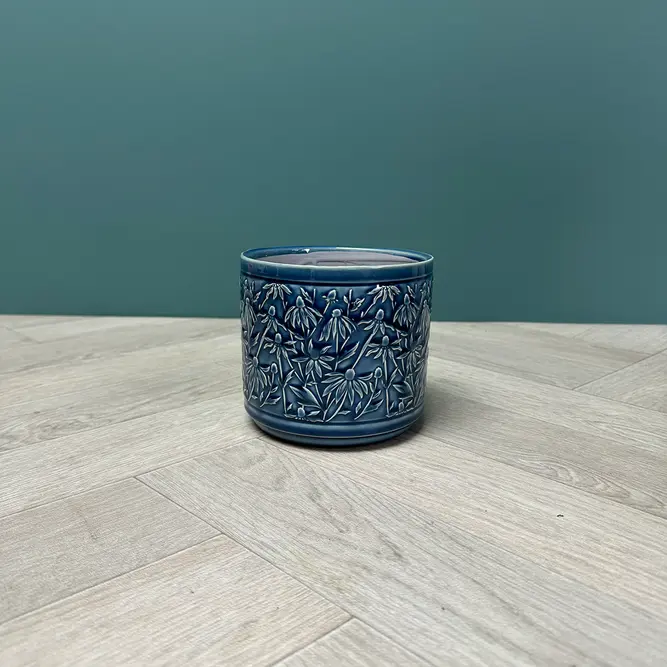 Blue Rudbeckia Pot (D15.5xH13.5cm) Blue Ceramic Plant Pot - image 3