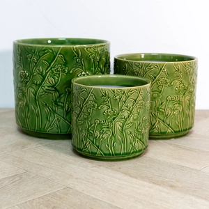 Ceramic Pot Green Trailing Blooms - Indoor Plant Pot