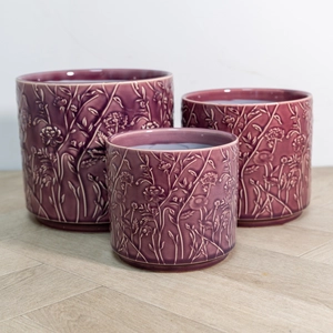 Ceramic Pot Purple Trailing Blooms (D19.5cm) Indoor Plant Pot - image 1