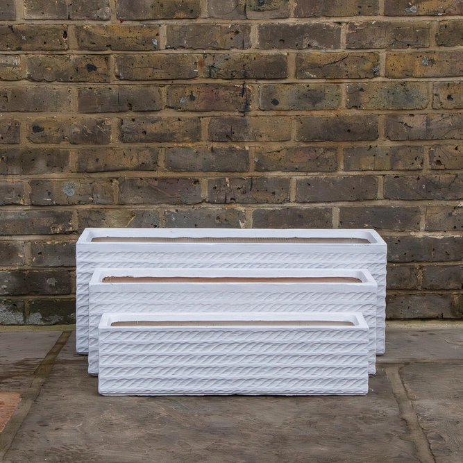 Corda Trough White (W74cm x H27cm x D27cm) Fibreclay Outdoor Trough Planter - image 1