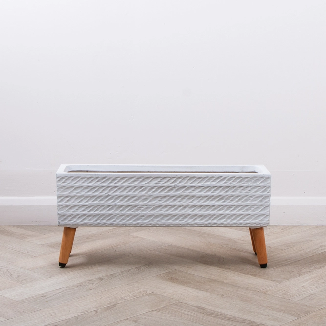 Corda Trough White (W58cm x D15cm x H27cm) Multi-use Indoor Plant Pot Cover On Legs - image 2