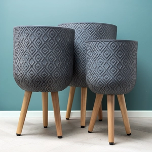 Diamond Pot on Legs Grey (D30cm x H52cm) Multi-use Indoor Plant Pot Cover On Legs - image 3