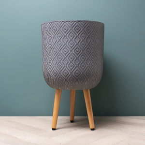 Diamond Pot on Legs Grey (D35cm x H57cm) Multi-use Indoor Plant Pot Cover On Legs - image 1