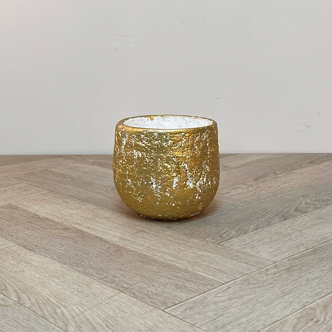 Diara Rough Cauldron Gold Indoor Plant Pot (13cm) - image 1