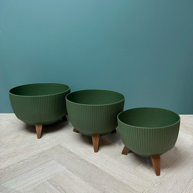 Doppio Bowl Stand Green (Pot Size H18xD29cm) - image 3