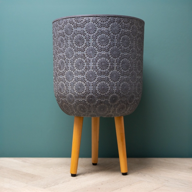 Flower Pot on Legs Grey (D35cm x H57cm) Multi-use Indoor Plant Pot Cover On Legs - image 2