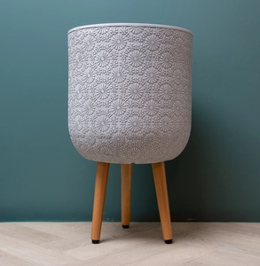 Flower Pot on Legs White (D35cm x H57cm) Multi-use Indoor Plant Pot Cover On Legs - image 2