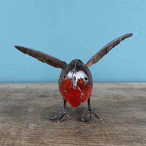Flying Robin Red Breast Multicoloured Sculpture L14cm x W15cm x H11cm