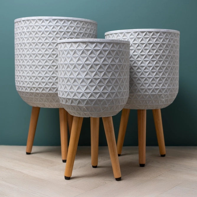 Geometric Pot on Legs White (D30cm x H52cm) Multi-use Indoor Plant Pot Cover On Legs - image 1
