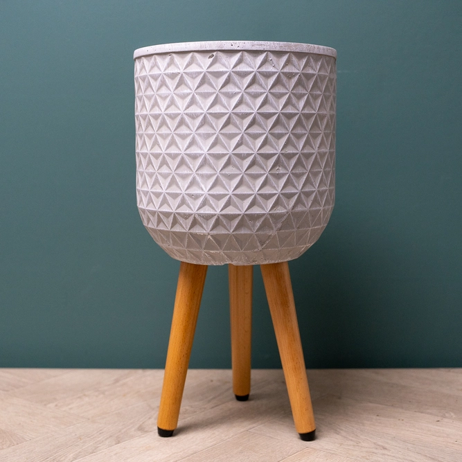 Geometric Pot on Legs White (D30cm x H52cm) Multi-use Indoor Plant Pot Cover On Legs - image 2