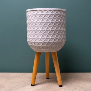 Geometric Pot on Legs White (D30cm x H52cm) Multi-use Indoor Plant Pot Cover On Legs - image 2