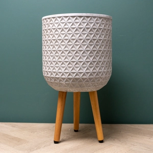 Geometric Pot on Legs White (D30cm x H52cm) Multi-use Indoor Plant Pot Cover On Legs - image 4