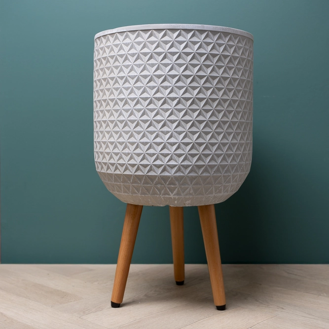 Geometric Pot on Legs White (D30cm x H52cm) Multi-use Indoor Plant Pot Cover On Legs - image 5