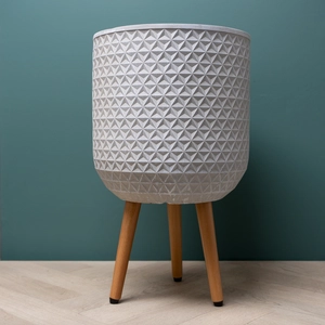 Geometric Pot on Legs White (D30cm x H52cm) Multi-use Indoor Plant Pot Cover On Legs - image 5