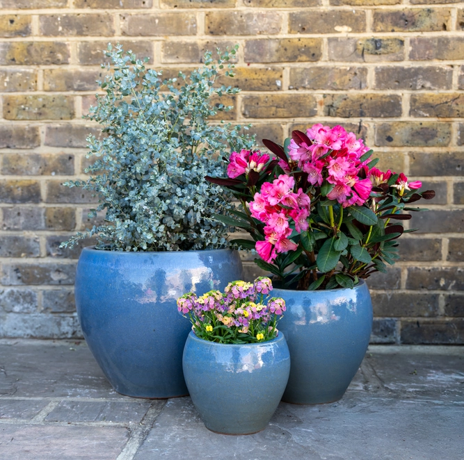 Glazed Terracotta Belly Antique Grey Planter (D20cmx18cm) Handmade Outdoor Plant Pot - image 2