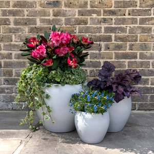 Glazed Terracotta Belly Pot White Planter (D20cmx18cm) Handmade Outdoor Plant Pot - image 2