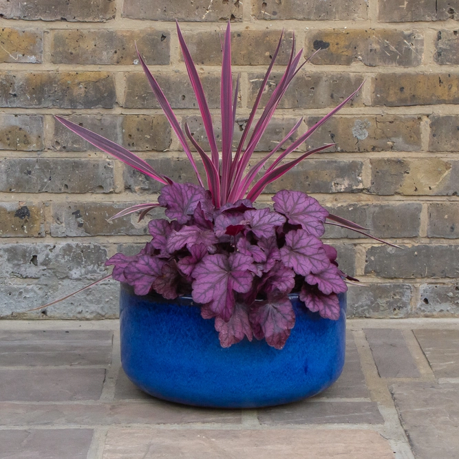 Glazed Terracotta Bowl Blue Planter (D38cm x H20cm) Handmade Outdoor Plant Pot - image 3