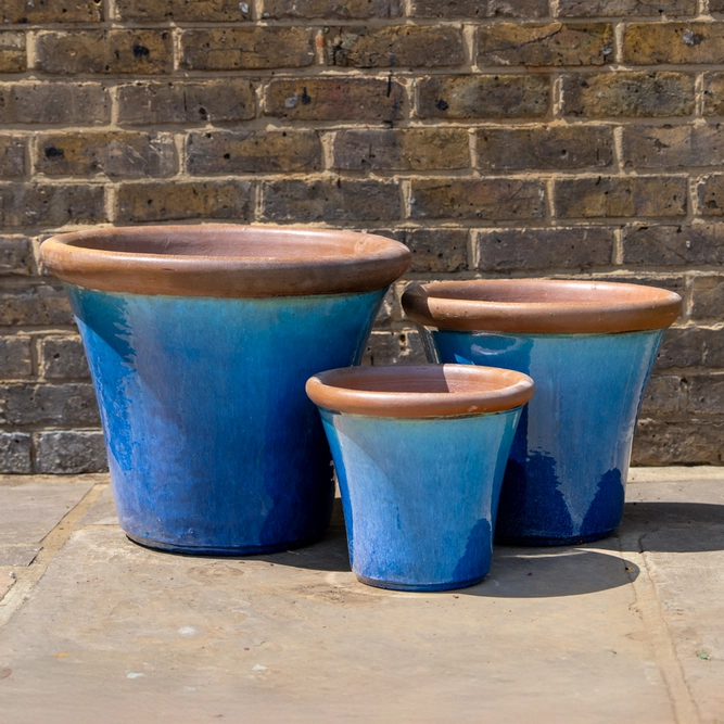 Glazed Terracotta Brighton Mediterranean Planter (Pot Size D30cm x H27cm) Handmade Outdoor Plant Pot - image 1