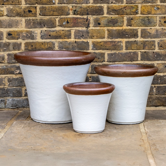 Glazed Terracotta Brighton White Planter (Pot Size D41cm x H34cm) Handmade Outdoor Plant Pot - image 1