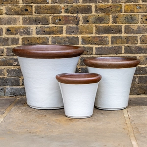 Glazed Terracotta Brighton White Planter - Handmade Outdoor Plant Pot