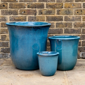 Glazed Terracotta Campana Mediterranean Planter - Handmade Outdoor Plant Pot