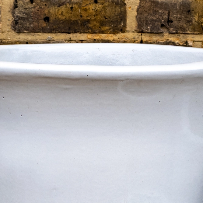 Glazed Terracotta Campana White Planter (Pot Size D23cm x H23cm) Handmade Outdoor Plant Pot - image 3