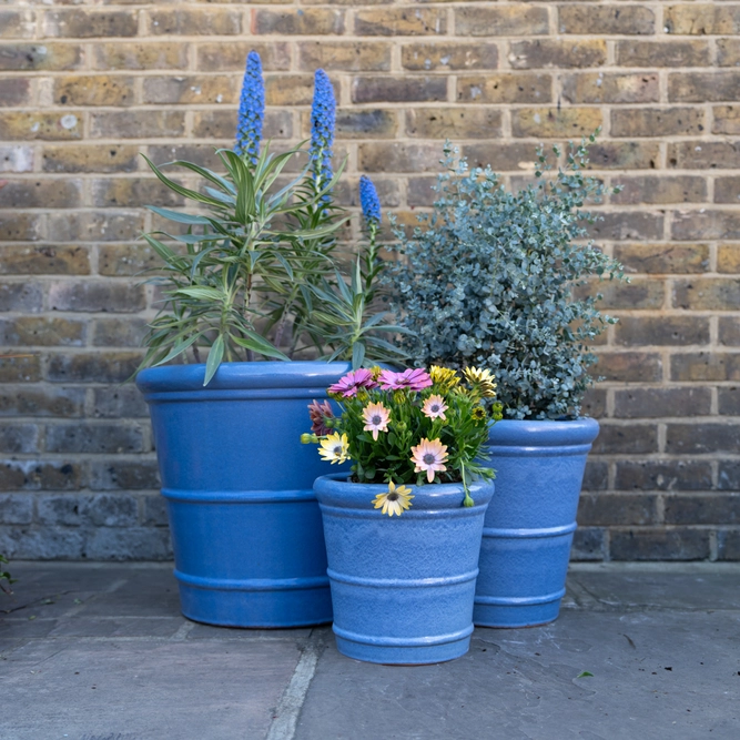 Glazed Terracotta Conical Ring Antique Grey Planter (D27xH27cm) Handmade Outdoor Plant Pot - image 2