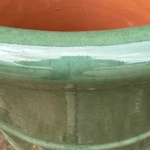 Glazed Terracotta Conical Ring Celadon Green (D27xH27cm) Handmade Outdoor Planter Pot - image 3
