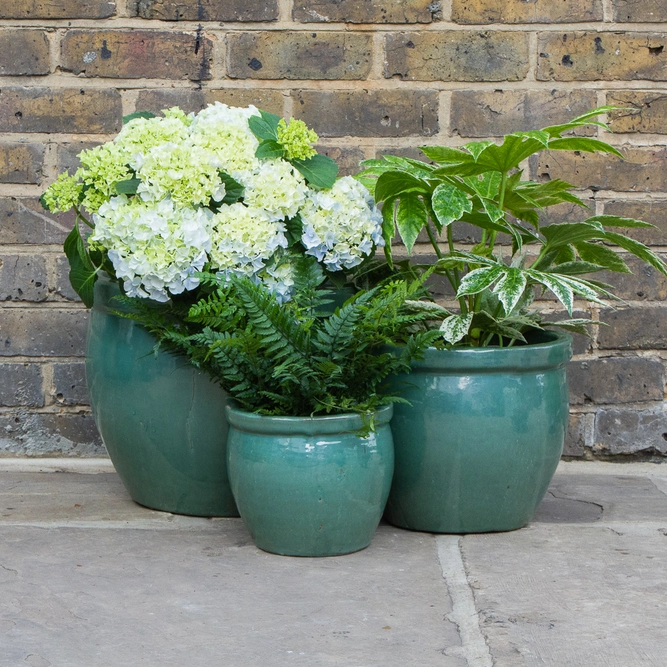 Glazed Terracotta Delta Rim Celadon Green (D21cmx18cm) Handmade Outdoor Planter Pot - image 2