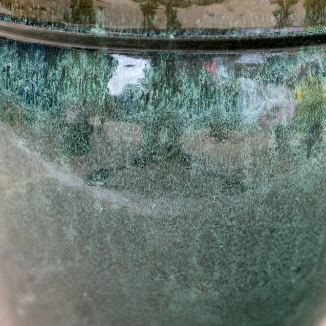 Glazed Terracotta Delta Rim Moss Green Planter (D21cmx18cm) Handmade Outdoor Plant Pot - image 3