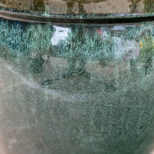 Glazed Terracotta Delta Rim Moss Green Planter (D21cmx18cm) Handmade Outdoor Plant Pot - image 3