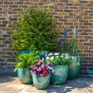 Glazed Terracotta Egg Pot Celadon Green (D24cm x H19cm) Handmade Outdoor Planter Pot - image 2