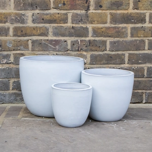 Glazed Terracotta Egg Pot White Planter (D36cm x H32cm) Handmade Outdoor Plant Pot - image 1